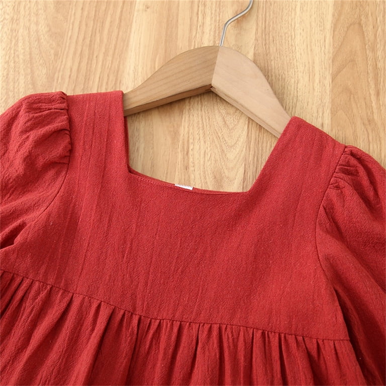 FDDMis Burgundy Dress Red Dresses Black Long Sleeve Dress Infant Christmas Dress Long Short Dress Hawaiian Dress Girls Christmas Outfits, 3-4 Years