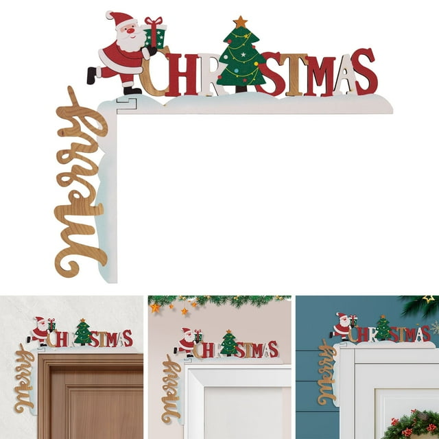 mfyjkho Adorno colgante de madera 3D con forma de letra navideña para puerta o mesa, 1 unidad