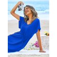 thumbnail image 2 of Ekouaer Women's Cover Up Short Sleeve Beachwear Coverups Loose V-Neck Bikini Beach Tunic Top, 2 of 5