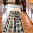 thumbnail image 3 of Ambesonne Bohemian Decorative Rug Carpet, Mid Century Modern Shapes, 2' 5" x 7' 5", Olive Green Rust Ivory, 3 of 3