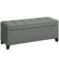 thumbnail image 1 of HOMCOM Banc Ottoman de Rangement, Coffre de Rangement en Lin de 47 Pouces, Gris Foncé, 1 of 10
