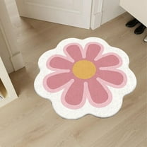 Qocolhg Aesthetic Cute Flower Round Area Rug Non Slip Circle Soft Fast Dry Flower Rug Indoor Floor Mat Carpet for Girls Bedroom Bathroom Living Room Sofa Nursery Decor, 24 inch Pink