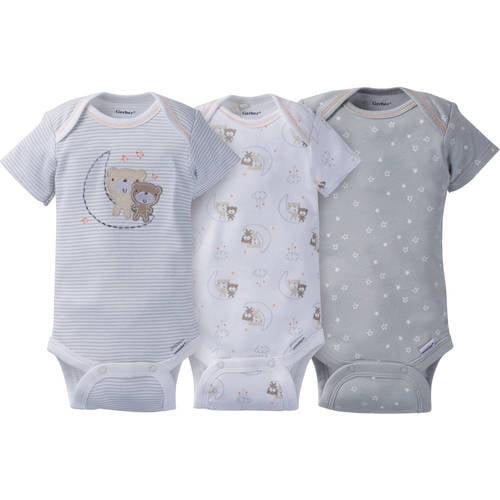 Gerber Newborn Baby Boy Assorted Short Sleeve Onesies Bodysuits 3-pack 3-9mos.
