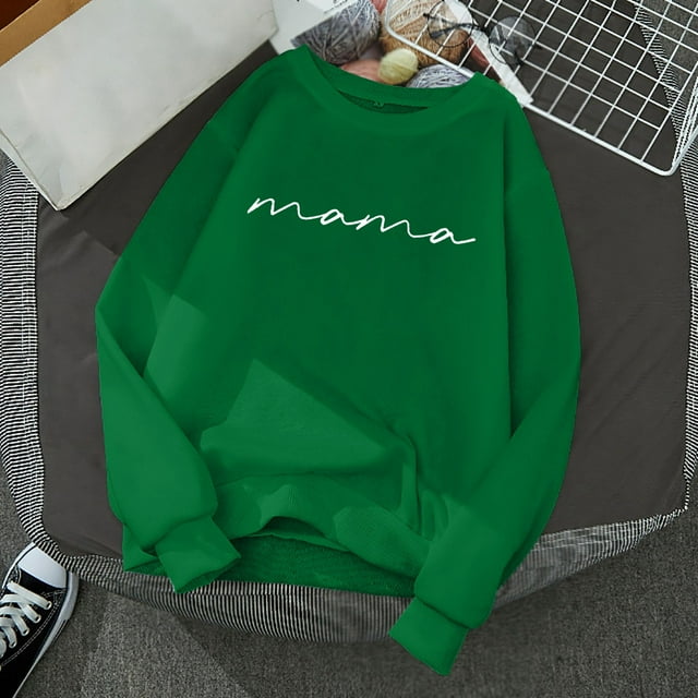 2024 Nouveau Chandail à Col Rond Imprimé de Lettres pour Femmes, Style de Rue, Manches Longues, Chandail à Capuchon à Enfiler à Lacets, Chandail à Manches Longues, Chandails à Capuchon pour Femmes, T-Shirt Cool pour Ados, Chandail pour Femmes « Auntie », Chandail Graphique