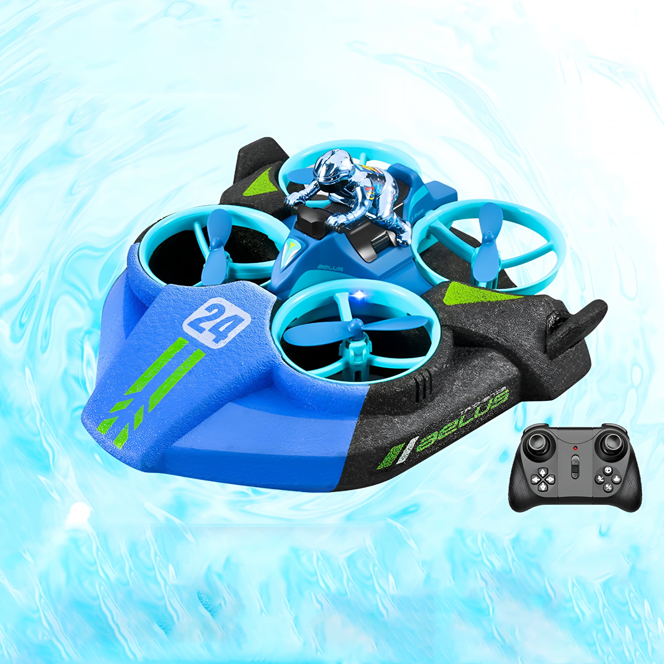 BESTSKY 3-in-1 Land Water Air Remote Control Toy - All-Terrain RC Car/Stunt Drone/Hovercraft Boat,Waterproof 360° Tumbling Drift Car with Anti-Collision Design,High-Speed Amphibious RC Toy