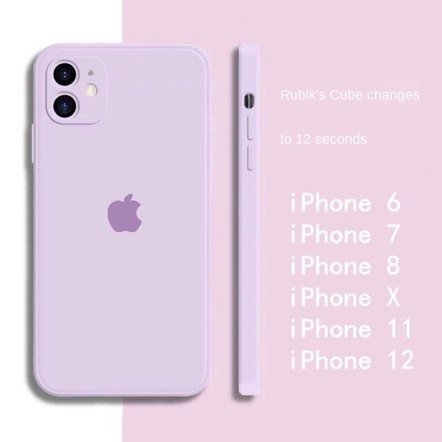 Funda para iPhone para iPhone 12 11 Pro Max 11Pro 12Pro 7 8 Plus Xr XsMax Xr Borde cuadrado de silicona real con terciopelo Gao Jiahui unisex