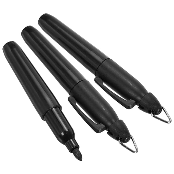 Unique Bargains Mini Permanent Markers Dry Erase Pen with Keychain Clip, Black 3 Pack