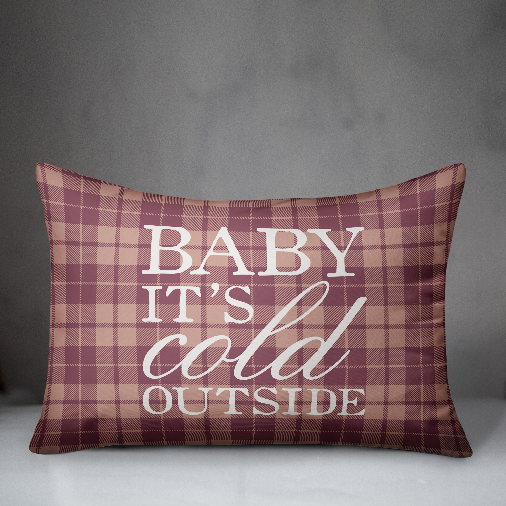 Creative Products Baby It's Cold Outside Plaid 14x20 Spun Poly Pillow