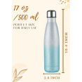 thumbnail image 4 of Onebttl 17 Ounce Stainless Steel Water Bottle, Leakproof Water Bottle, Double Wall Vacuum Insulated Thermal Bottle (17oz/500ml), Glitter silver-blue gradient, 4 of 7