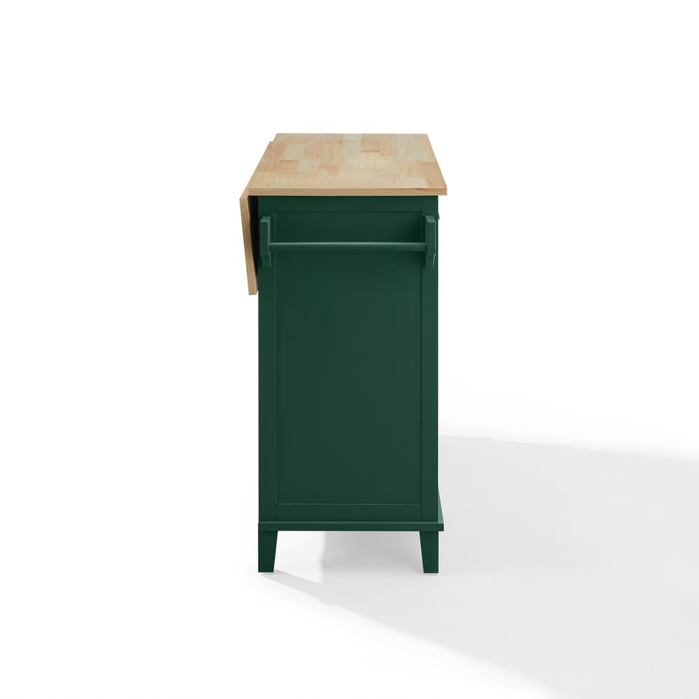 Crosley Furniture Cora Drop Leaf Traditional Wood Kitchen Island in Emerald