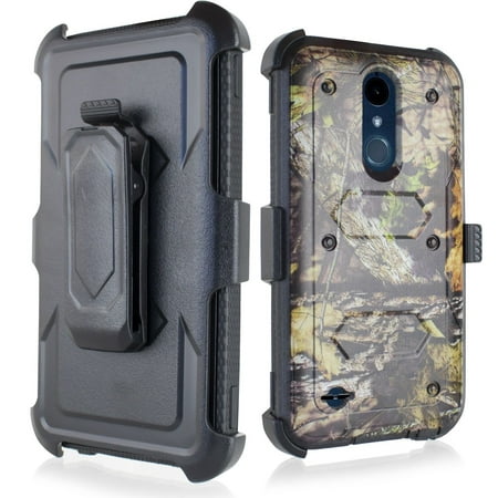For LG K10 (2018)/ K30 X410/ Premier Pro LTE/ MS425 Hybrid Holster Protective Shock Resistant Phone Case Dual Layers Hybrid Cover with Kickstand and Cushioned Corners (Camo)