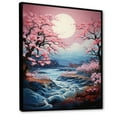 thumbnail image 2 of Designart "Cherry Blossom River Tranquil Japanese Beauty I" Floral Floater Framed Wall Art Print, 2 of 7