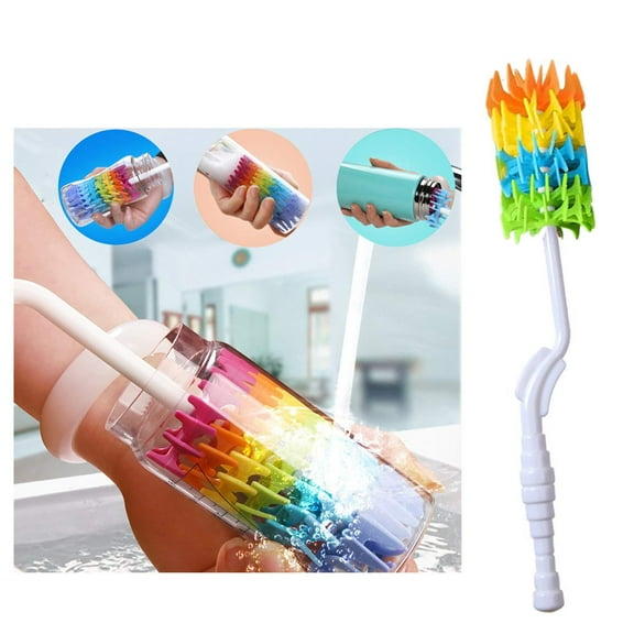 OUSITAI Bottle Brush Cleaner-Baby Milk Bottle Cleaner Soft Silicone Bottle Brusher / 360 Degree Rotating Long Handle Brush for Washing Glassware, Cup, Decanter, Narrow Neck Brewing Bottle