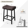 thumbnail image 3 of WALYWIK Counter Height 24" Barstools Set of 2, Modern Upholstered Counter Stool with Curved Surface, PU Leather Backless Saddle Stool, for Kitchen Counter or Home Bar, Black + Brown, 3 of 8