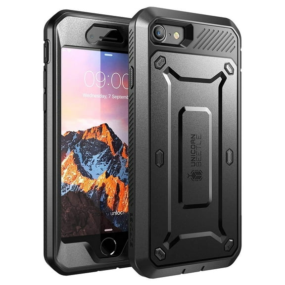 iPhone / 7 Ca, iPhone / 8 Ca, SUPCA Full-body Rugged Holster Ca with Built-in Screen Protector, Black