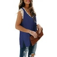 thumbnail image 3 of Women's Lace Tank Tops V Neck Sleeveless Summer Casual T Shirts Tunic Side Split Loose, 3 of 5