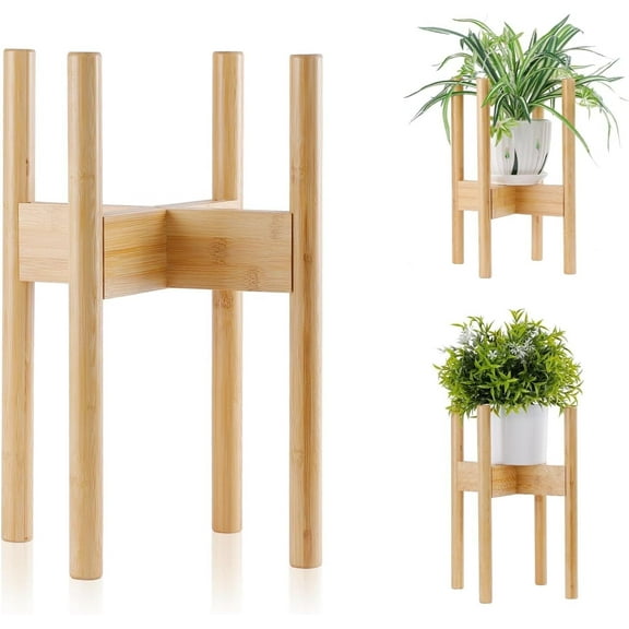 DEWEL Bamboo Plant Stand, Adjustable, 8.6 x 8.6 x 15 in, Rust-Resistant
