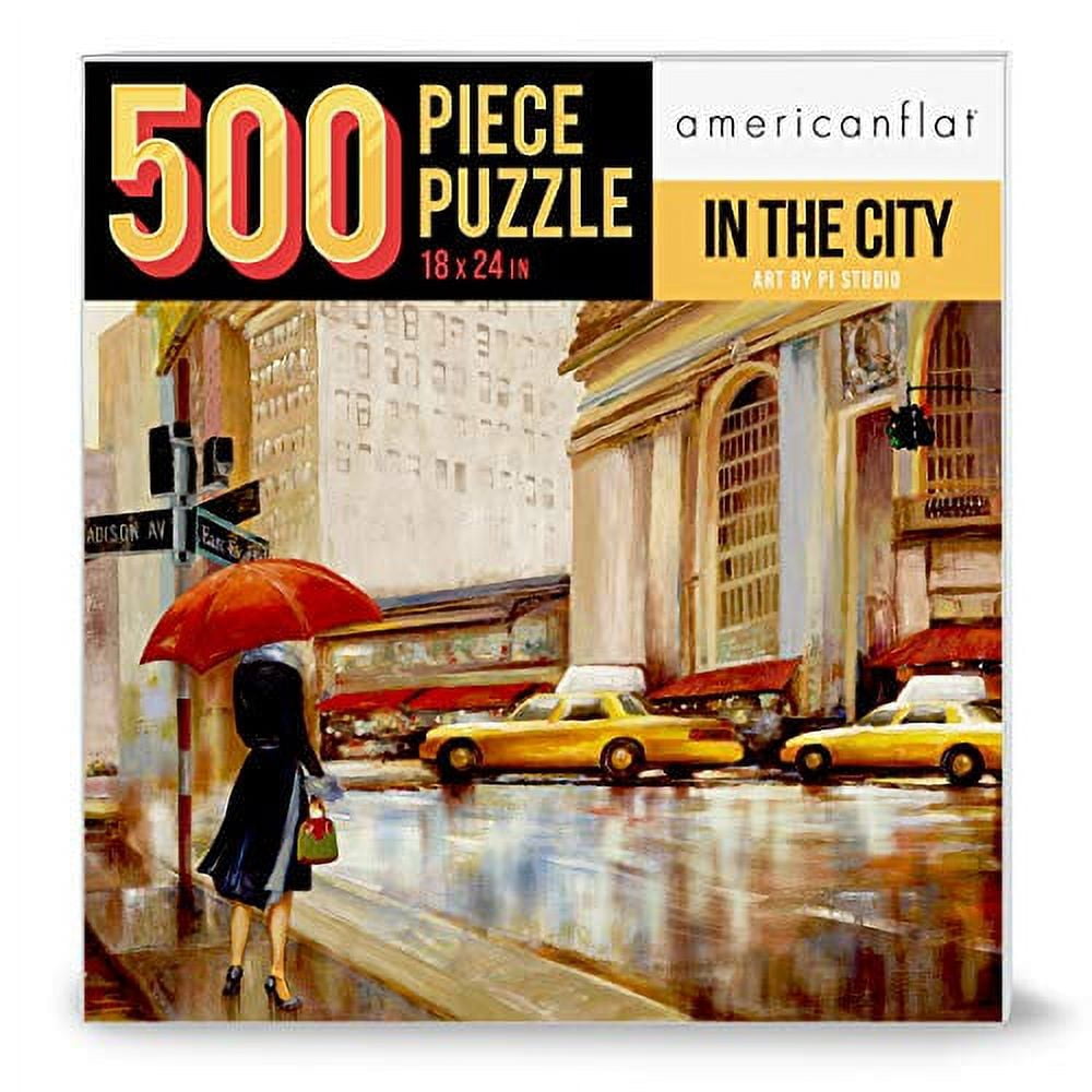 Americanflat 500 Piece New York Puzzle, 18x24 Inches, in The City Art by PI Creative