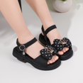 thumbnail image 2 of LUOGENLI Slippers Girls Slippers Size 13-1 Big Kid Children Shoes Thick Heel Sandals Open Toe Fashion Cute Pearl Lace Princess Sandals Girls Slippers Size 10-12 Slippers for Girls Size 4-6 Black 28, 2 of 7