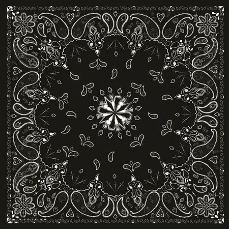 ZANheadhear Cotton Bandanna, Black Paisley