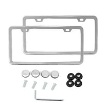 Unique Bargains 2 Pcs Black Stainless Steel Car Truck License Number Plate Frame w/ Screw 2 Hole
