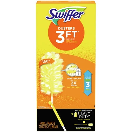Swiffer Dusters Heavy Duty Extendable Handle Starter Kit (1 Handle, 3 Dusters)