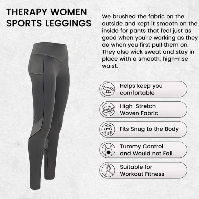 Therapy High Waist Yoga Pants with Slant Pockets Running Yoga Leggings for  Women - Green - Small