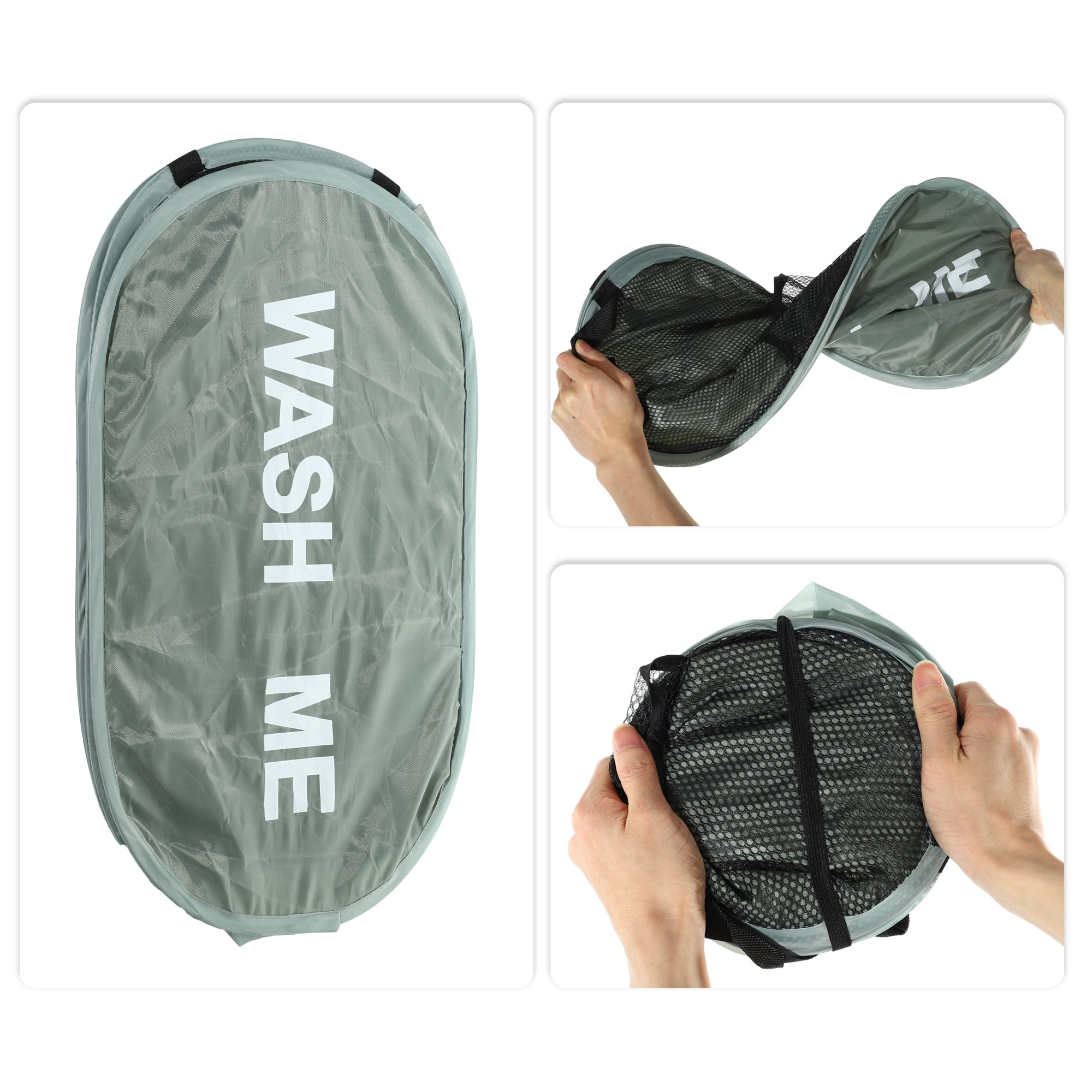 Unique Bargains Folding Laundry Basket Durable Hamper for Bathroom Green