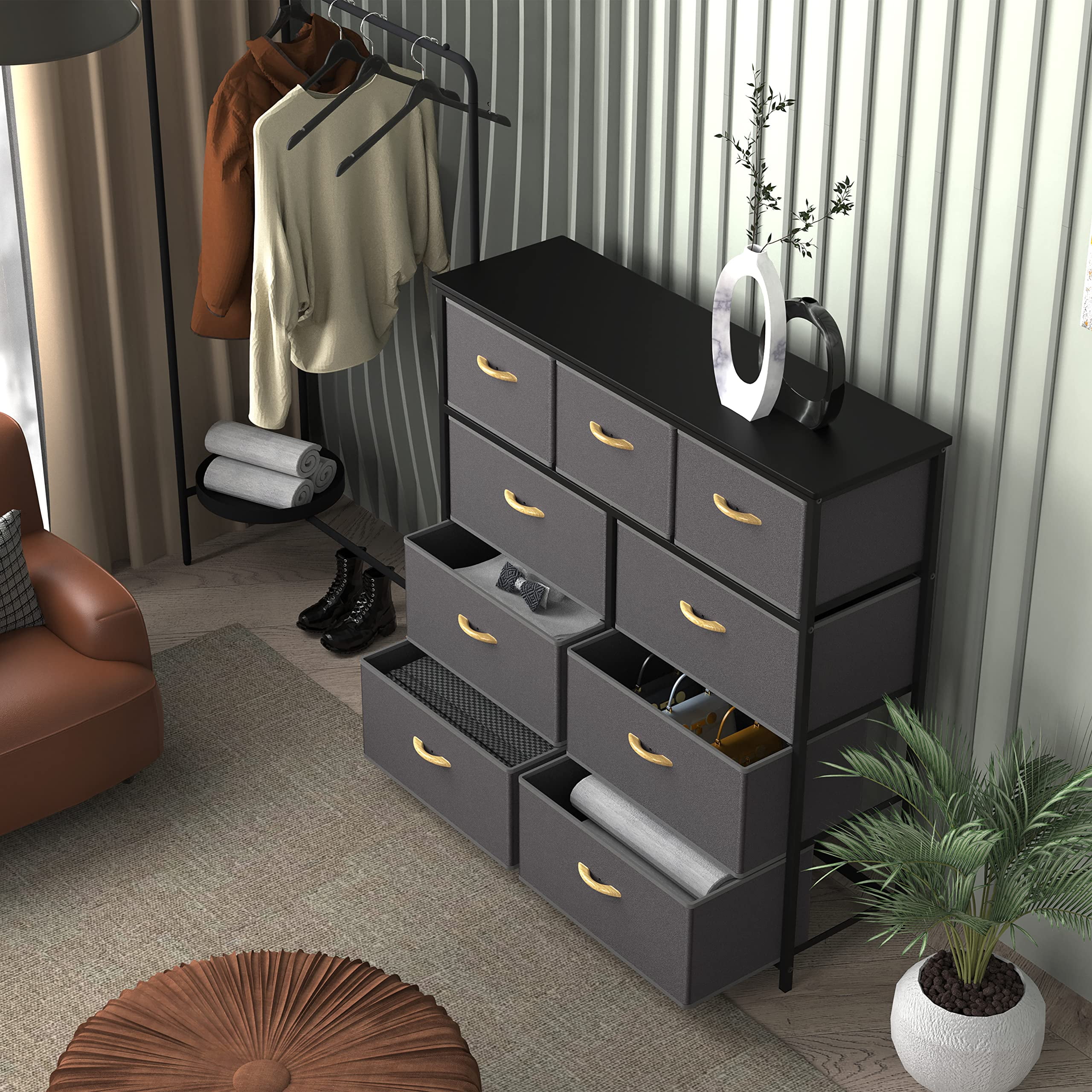 Simple Houseware Nightstands Dresser for Bedroom 3-Tier Organizer Drawer Storage Tower, Beige