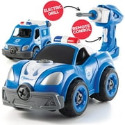 Take Apart Toys with Electric Drill | Converts to Remote Control Police Car | 2 in one Take Apart Toy for Boys | Gift Toys for Boys 3,4,5,6,7 Year Olds | Kids Stem Building Toy