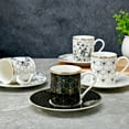 thumbnail image 2 of STP GOODS Gold Bee Porcelain Espresso Cup and Saucer Set of 4 for 4 Porcelain Coffee Cup Set 4 fl oz (120 ml), Service for 4, Black and White, 2 of 18