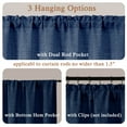 thumbnail image 4 of OVZME Judy Navy Blue Valance for Farmhouse Kitchen, Thick Textured Light Filtering Short Curtain with Dual Rod Pocket for Bathroom Basement,1 Panel 60 x 18 Inches, 4 of 7