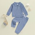 thumbnail image 2 of CAUYDY 3 6 9 12 18 Months 1-5T Infant Boys Coming Home Outfit Baby Long Sleeve Shirt and Elastic Sweatpants 2PCS Clothes Set Fall Winter Gift for Child Light Blue for Sizes 3-4 Years, 2 of 4