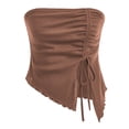 thumbnail image 1 of Gpoecd Tube Top Drawstring Side-Slit Irregular Texture Slim Fit Solid Color Strapless Vest Casual Womens Sleeveless Tops Brown,M, 1 of 5