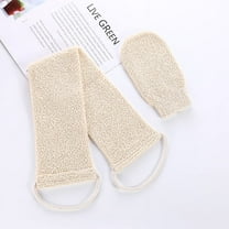 DEKEones Exfoliating Back Scrubber Bath Gloves Set, Exfoliating Shower Towel with Shower Gloves for Body Scrub, Back Cleaner Wash Gloves to Remove Dead Skin (Beige)