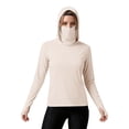 thumbnail image 5 of HappyYEE Women’s Upf 5+ Sun Shirts with Hooded Long Sleeve Thumb Sleeve Rash Guard Summer Outdoor Sun Protection Top with Face Mask Beige S, 5 of 6