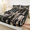 thumbnail image 4 of Manfei Wild Buck Queen Sheets,Rustic Camo Usa Flag Queen Sheet Sets,Black Green,4 Pieces,1 Flat Sheet, 1 Fitted Sheet and 2 Pillowcases, 4 of 6