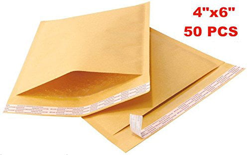 100 #0000 4x6 small kraft  bubble mailer padded envelope *usable space 4"x7"* 
