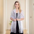 thumbnail image 6 of Mdesiwst Women Shawl See-through Hollow Out Solid Color Long Tassel Wide Decoration Thin Shirt Dress Matching Party Shawl Clothes Accessory, 6 of 6