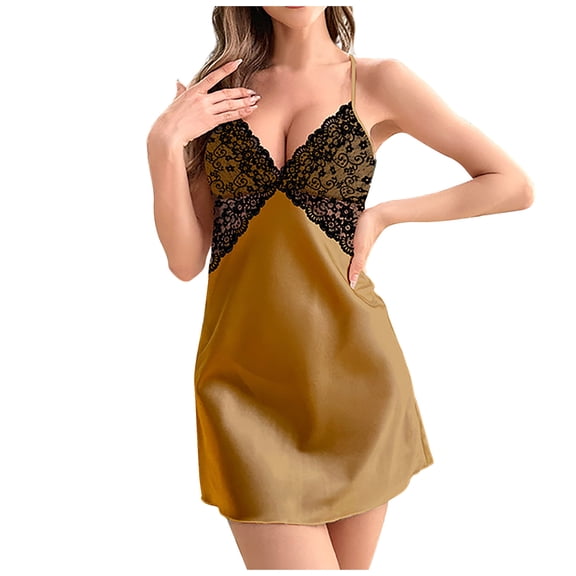 Tumotour Satin Silk Nightgowns For Women Mini Dress Pajamas Loungewear Sleeveless Nightgown Solid Color Sleepwear Chemise Lingerie Dress Tank Sleepwear Nightshirt