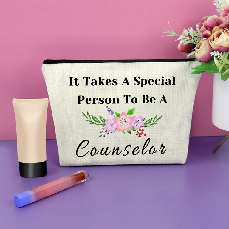 Counselor Gift Makeup Bag Appreciation Gift for Women Mentor Counseling School Counselor Graduation Gift from Students Retirement Cosmetic Travel Bag