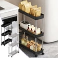 thumbnail image 1 of MTBLYS 3-Tier Kitchen Shelving with Wheels Narrow Space Storage Rack Plastic 23.62X15.75X5.12 Inch Rolling Cart Organizer Bathroom Living Room Use, 1 of 7