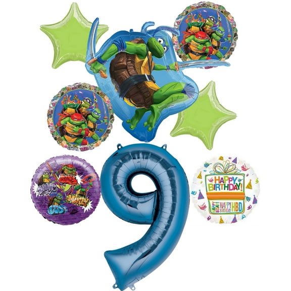 Teenage Mutant Ninja Turtles 9th Birthday Party Supplies and TMNT Balloon Bouquet Decorations