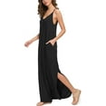 thumbnail image 2 of MLANM Women Summer Casual Dress Floral Loose Boho Dresses Cami Maxi Dresses with Pockets, 2XL Black, 2 of 7