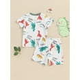 thumbnail image 5 of FEORJGP Toddler Boys Summer Outfits 0 6M 12M 18M 2T 3T Kids Baby Short Sleeves T-Shirts Dinosaur Print Crew Neck Tops and Elastic Shorts Set for Infany 2 Piece Clothes Set for Daily Vacation, 5 of 9