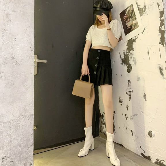 jsaierl Pointed Toe Ankle Boots for Women Chunky Block Heel Short Boots Side Zipper 2024 Pull On Fall Bow Dress Shoes