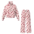 thumbnail image 5 of Uorisanigo Pink Polka Dot Women's 2 Piece Lounge Set Mock Neck Sweatshirt Wide Leg with Side Pocket Plus Size Tracksuit Loungewear Baggy Comfy Sweatsuit Travel Airport Outfits, 5 of 7