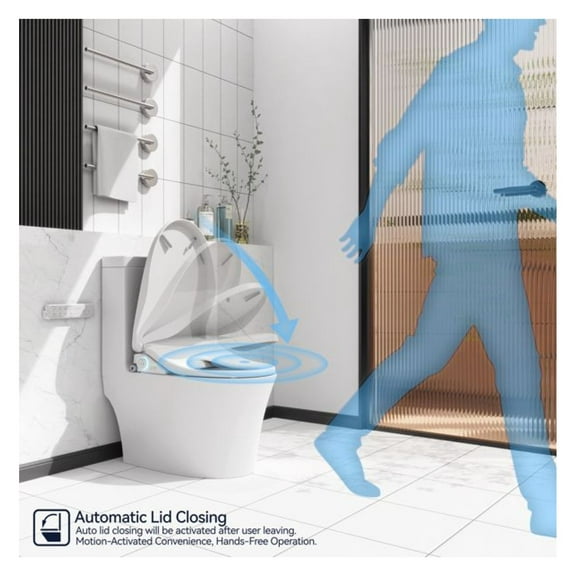 Smart Bidet Toilet Seat - Heated, Adjustable Water Pressure & Temperature, Automatic Open/Close, Self-Cleaning Nozzle, Side Knob Control