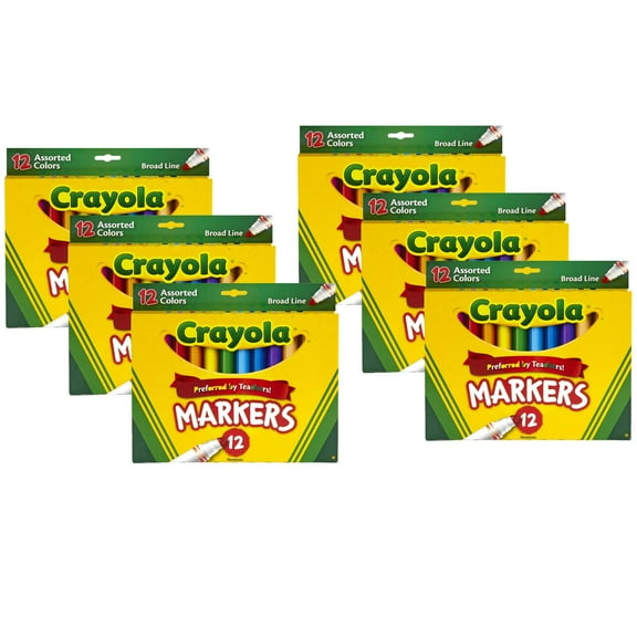 Crayola Broad Line Markers, Assorted, 12 Per Box, 6 Boxes