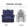 thumbnail image 4 of Oversized Rocker Recliner Chair, Manual Swivel Rocker Recliner for Living Room, Overstuffed Rocking Chair with Breathable Velvety Fabric, Soft Padded Headrest and Armrest, Darkblue, 4 of 7